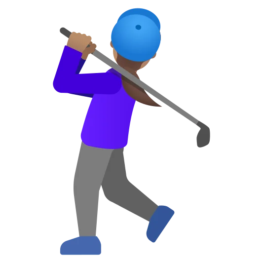The woman golfing: medium skin tone emoji.