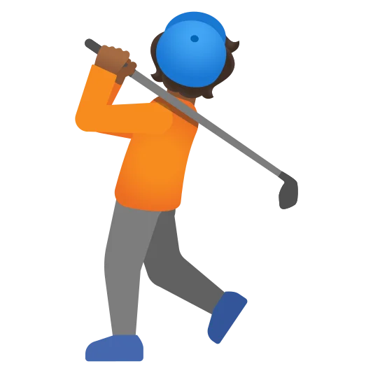 The person golfing: medium-dark skin tone emoji.