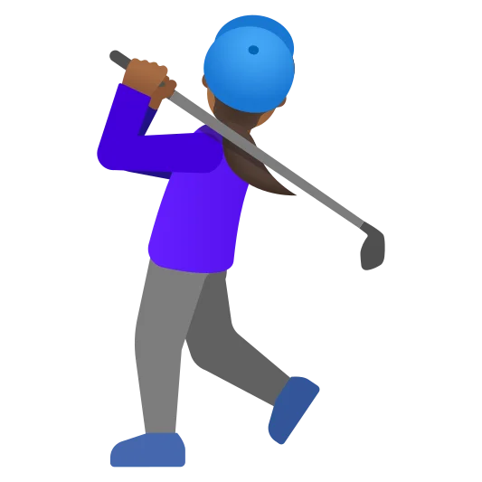 The woman golfing: medium-dark skin tone emoji.
