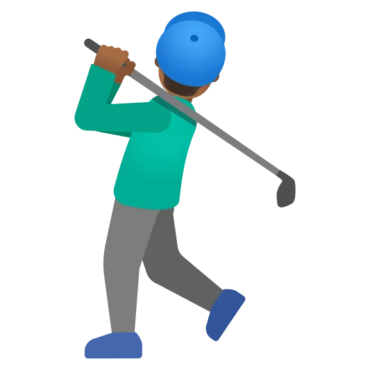 The man golfing: medium-dark skin tone emoji.