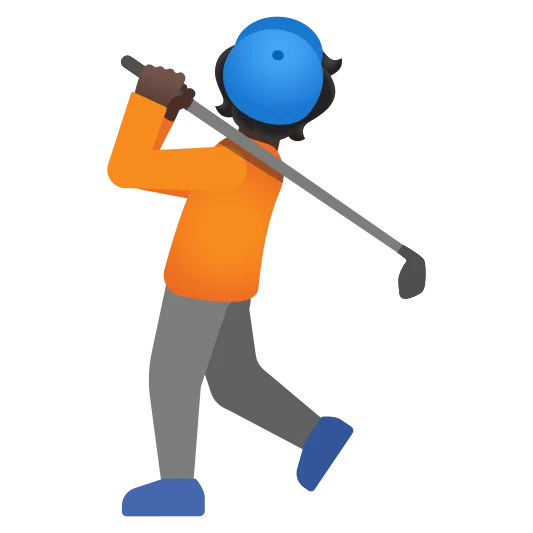 The person golfing: dark skin tone emoji.