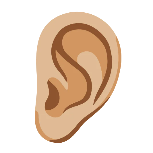 The ear: medium-light skin tone emoji.
