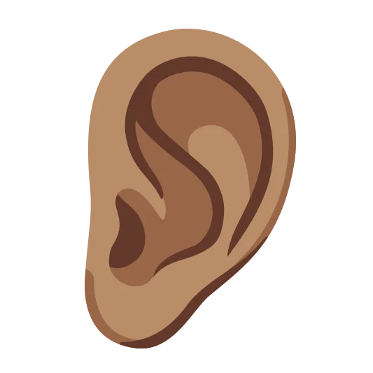 The ear: medium skin tone emoji.