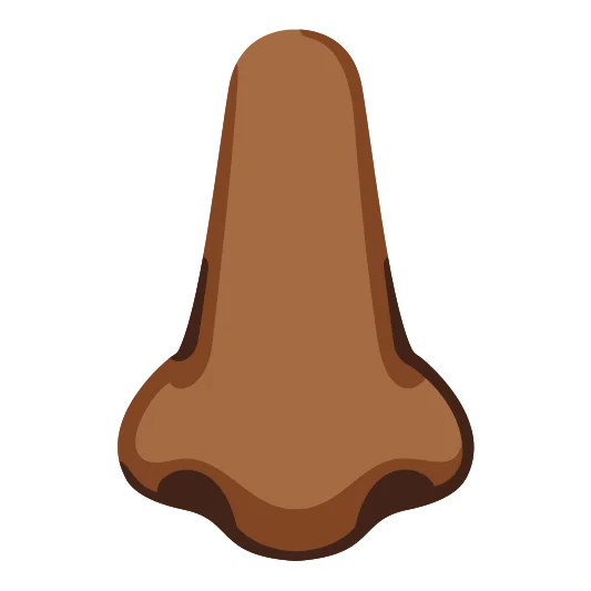 The nose: medium-dark skin tone emoji.