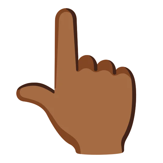 The backhand index pointing up: medium-dark skin tone emoji.
