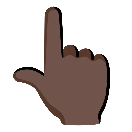 The backhand index pointing up: dark skin tone emoji.