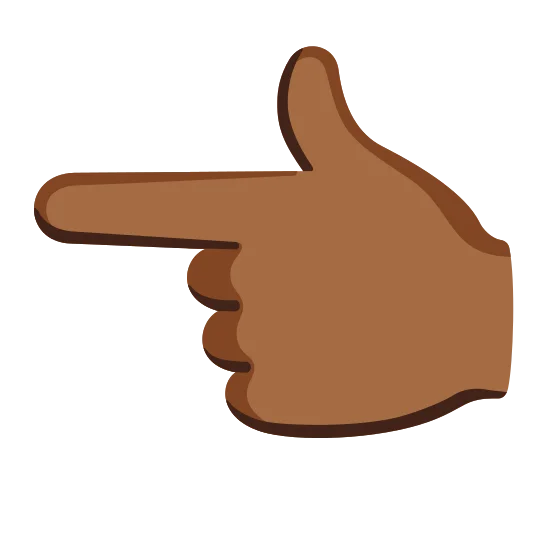 The backhand index pointing left: medium-dark skin tone emoji.