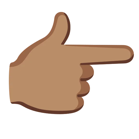 The backhand index pointing right: medium skin tone emoji.