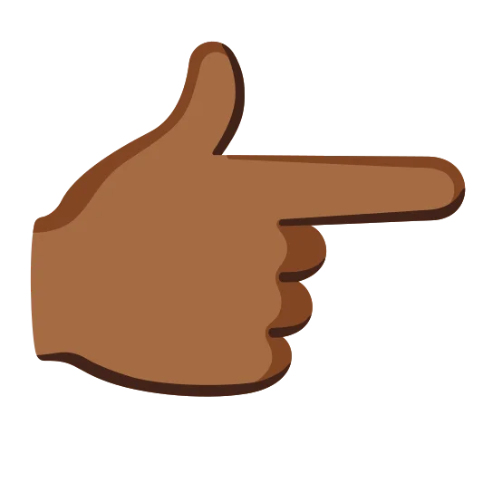 The backhand index pointing right: medium-dark skin tone emoji.