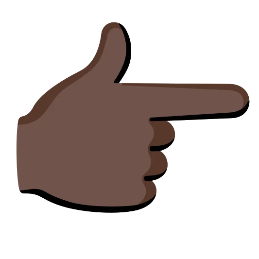 The backhand index pointing right: dark skin tone emoji.