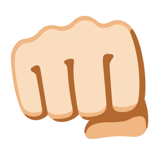 The oncoming fist: light skin tone emoji.