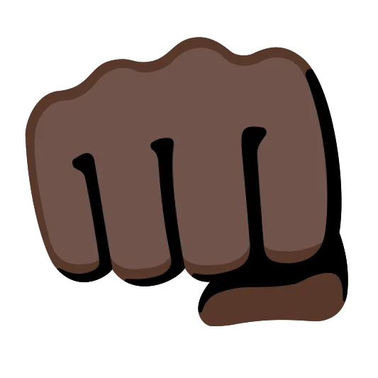 The oncoming fist: dark skin tone emoji.