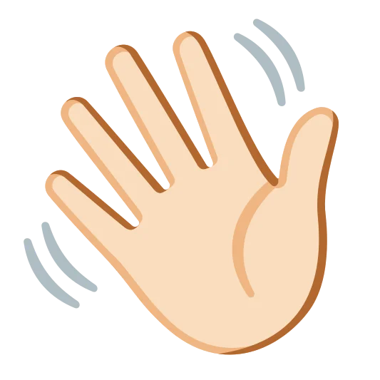 The waving hand: light skin tone emoji.