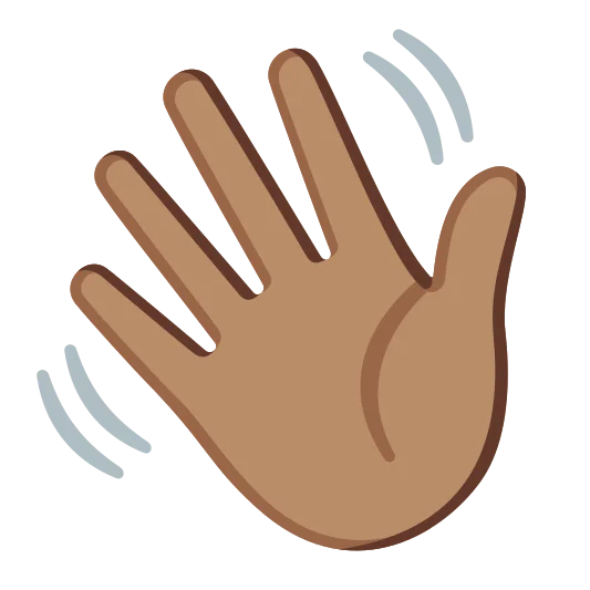 The waving hand: medium skin tone emoji.