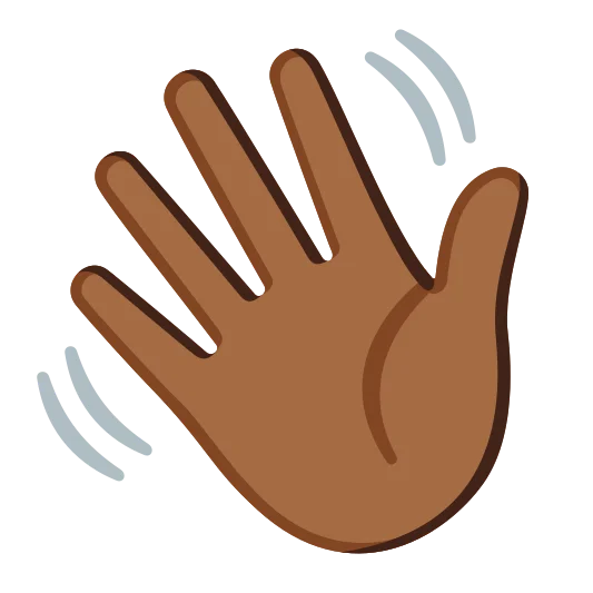 The waving hand: medium-dark skin tone emoji.