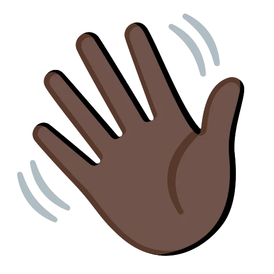 The waving hand: dark skin tone emoji.