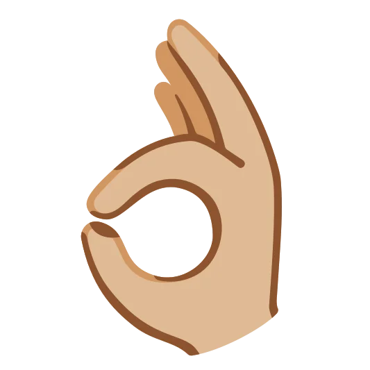 The ok hand: medium-light skin tone emoji.