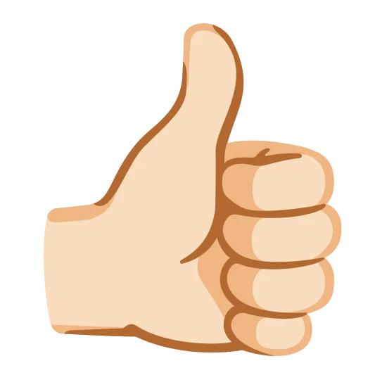 The thumbs up: light skin tone emoji.