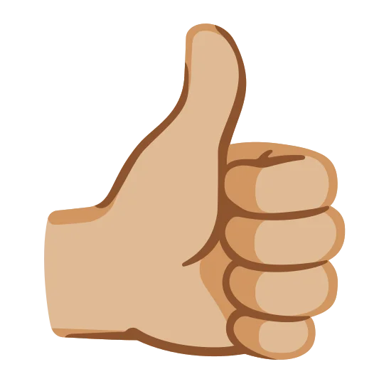 The thumbs up: medium-light skin tone emoji.