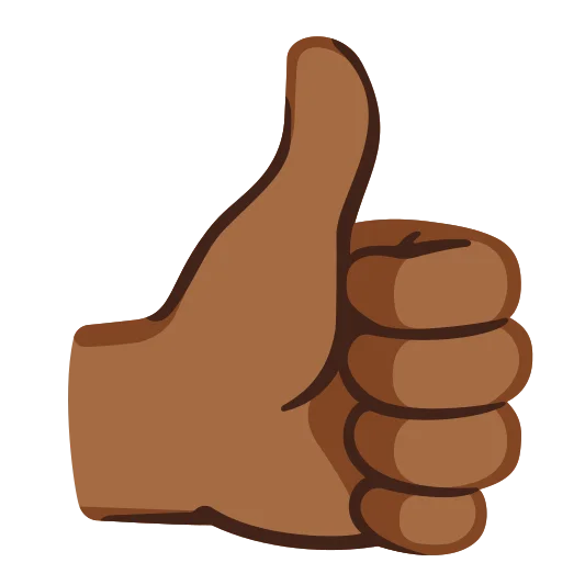 The thumbs up: medium-dark skin tone emoji.