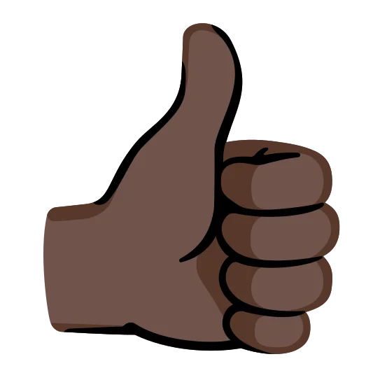 The thumbs up: dark skin tone emoji.