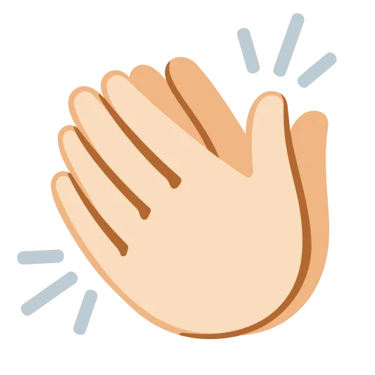 The clapping hands: light skin tone emoji.