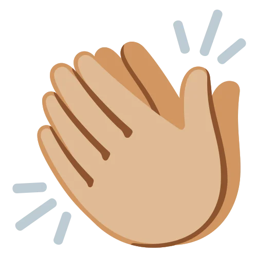 The clapping hands: medium-light skin tone emoji.