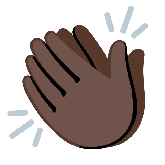 The clapping hands: dark skin tone emoji.