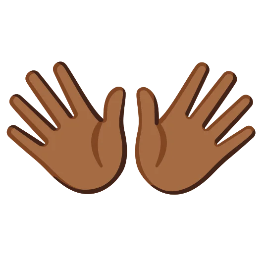 The open hands: medium-dark skin tone emoji.