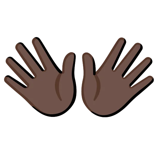 The open hands: dark skin tone emoji.