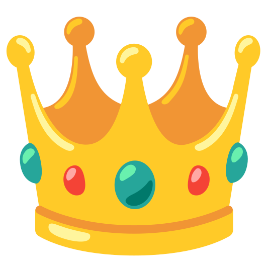 A golden crown, often associated with royalty.