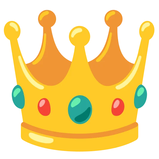 A golden crown, often associated with royalty.
