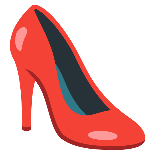 A high-heeled shoe typically worn by women.