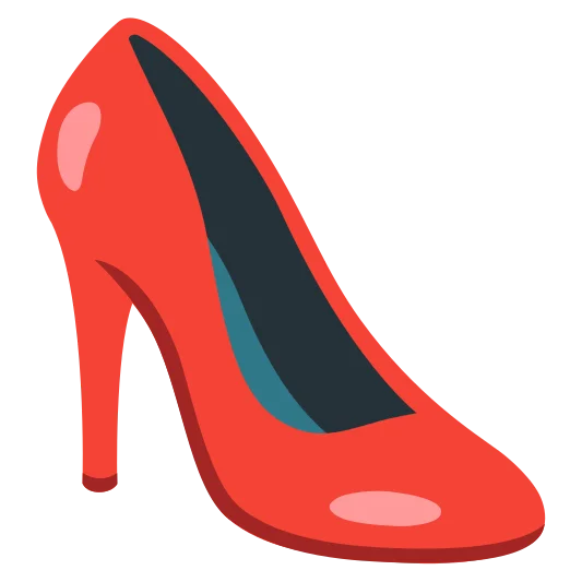 A high-heeled shoe typically worn by women.