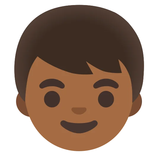 The boy: medium-dark skin tone emoji.
