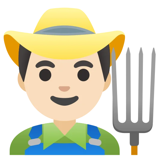 The man farmer: light skin tone emoji.