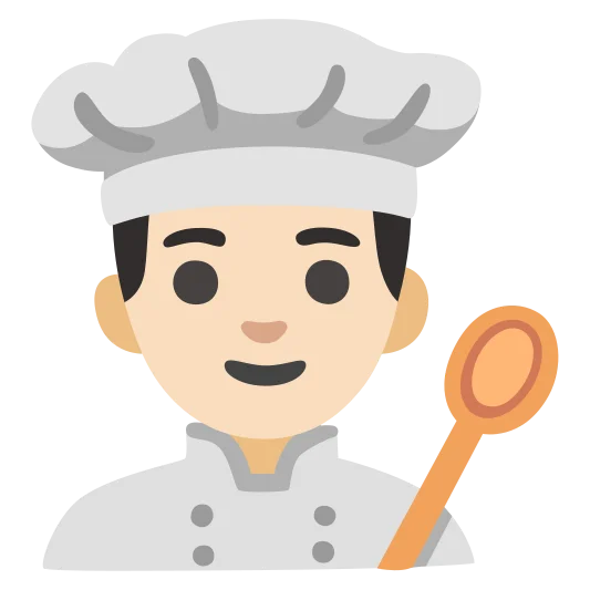 The man cook: light skin tone emoji.