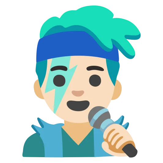 The man singer: light skin tone emoji.