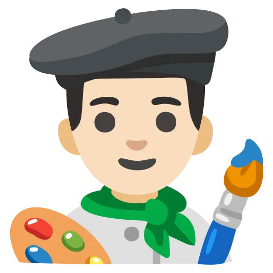 The man artist: light skin tone emoji.