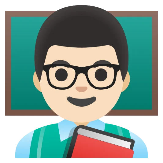 The man teacher: light skin tone emoji.