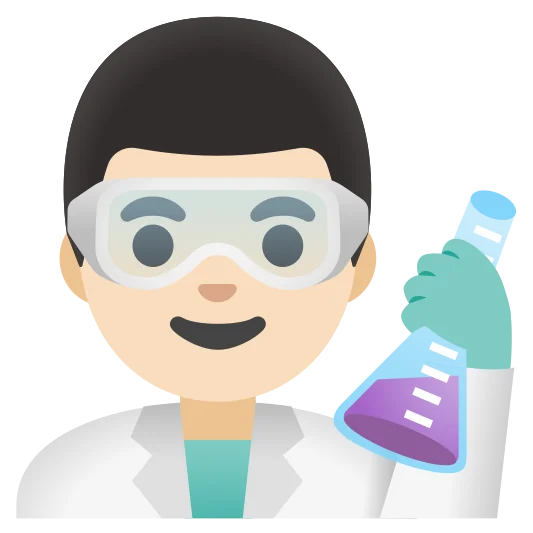 The man scientist: light skin tone emoji.
