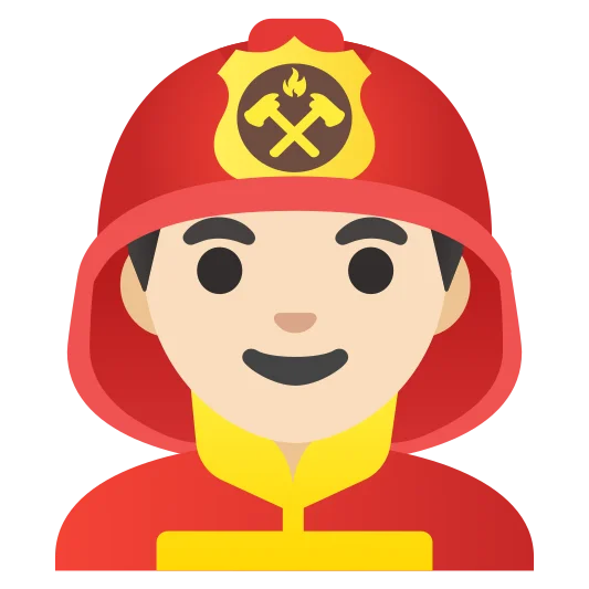 The man firefighter: light skin tone emoji.