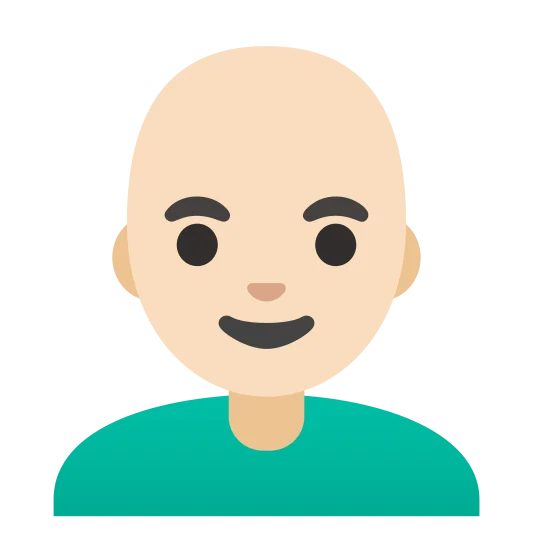 The man: bald: light skin tone emoji.