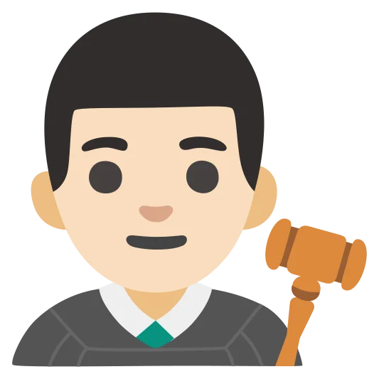 The man judge: light skin tone emoji.