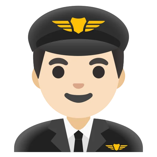 The man pilot: light skin tone emoji.