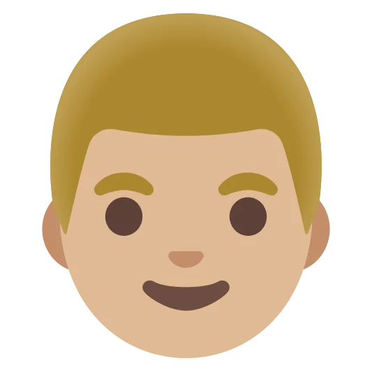 The man: medium-light skin tone emoji.