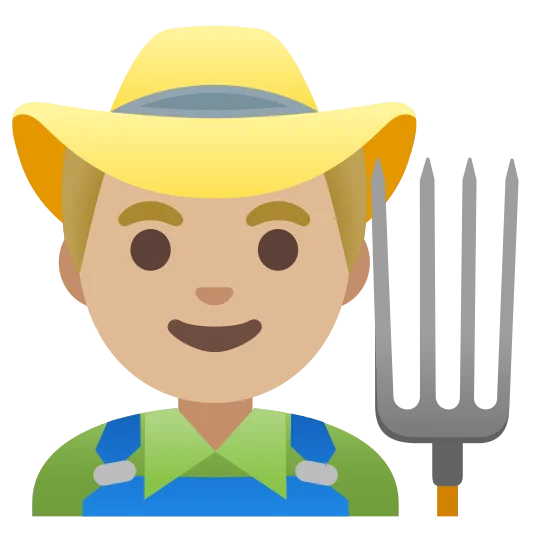 The man farmer: medium-light skin tone emoji.