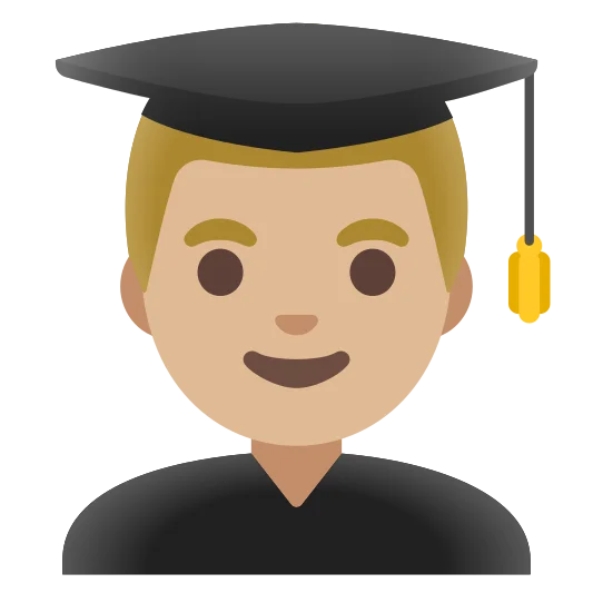 The man student: medium-light skin tone emoji.