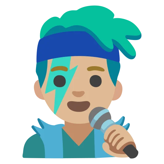 The man singer: medium-light skin tone emoji.