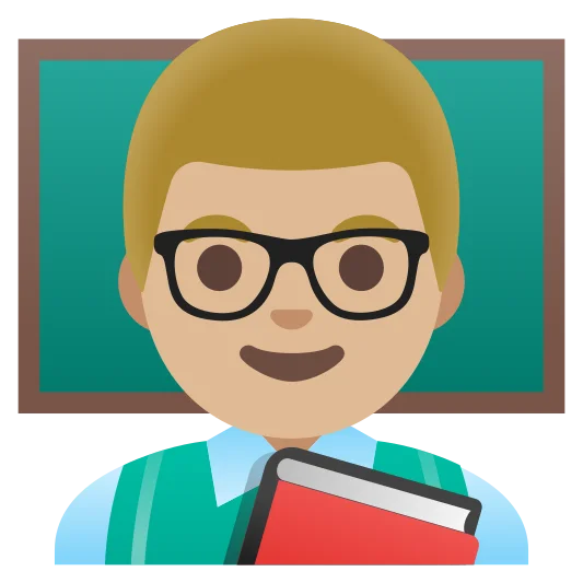 The man teacher: medium-light skin tone emoji.